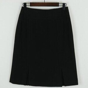 Banana Republic Women's Size 0 Black Wool Blend Pleated Knee Length A-Line Skirt